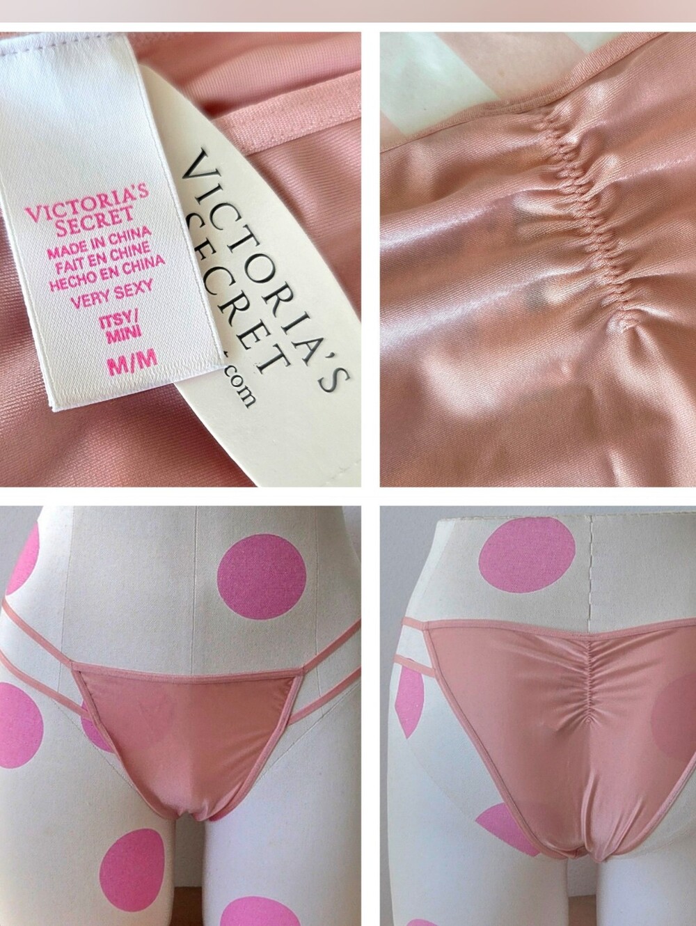 Victoria's Secret VTG Strappy Itsy Mini Bikini Panty NWT Satin Nylon PRICE FIRM